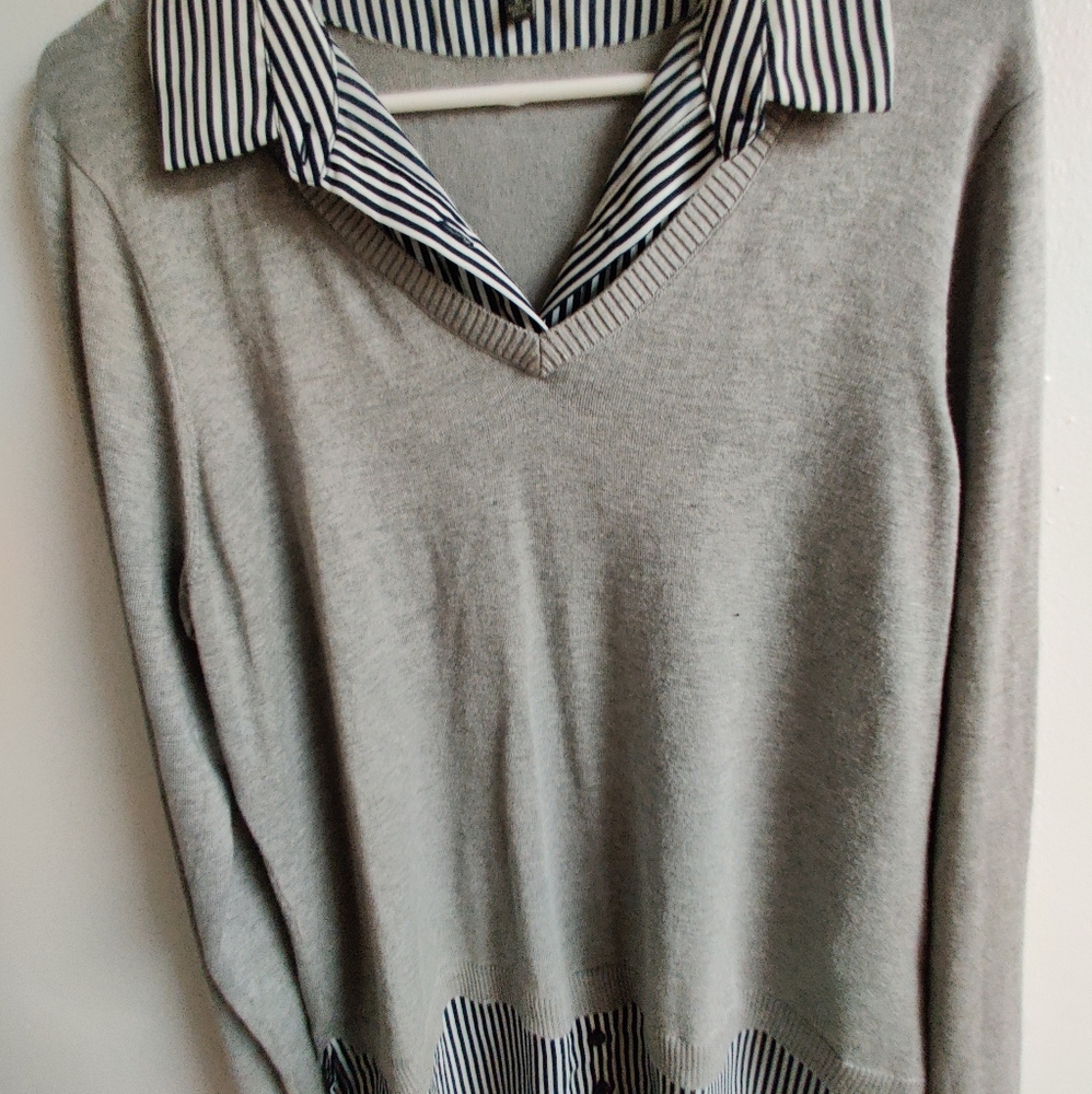 Adrianna Papell Button Down Shirt Sweater Combo